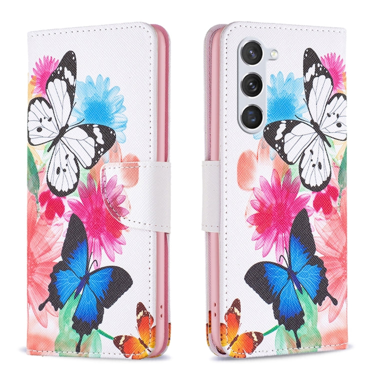 For Samsung Galaxy S25 5G Colored Drawing Pattern Leather Phone Case(Butterflies) by buy2fix