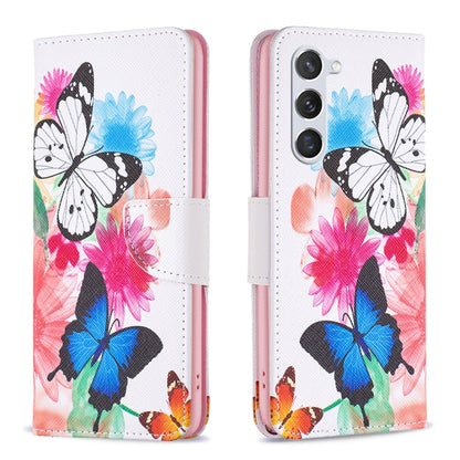 For Samsung Galaxy S25 5G Colored Drawing Pattern Leather Phone Case(Butterflies) by buy2fix