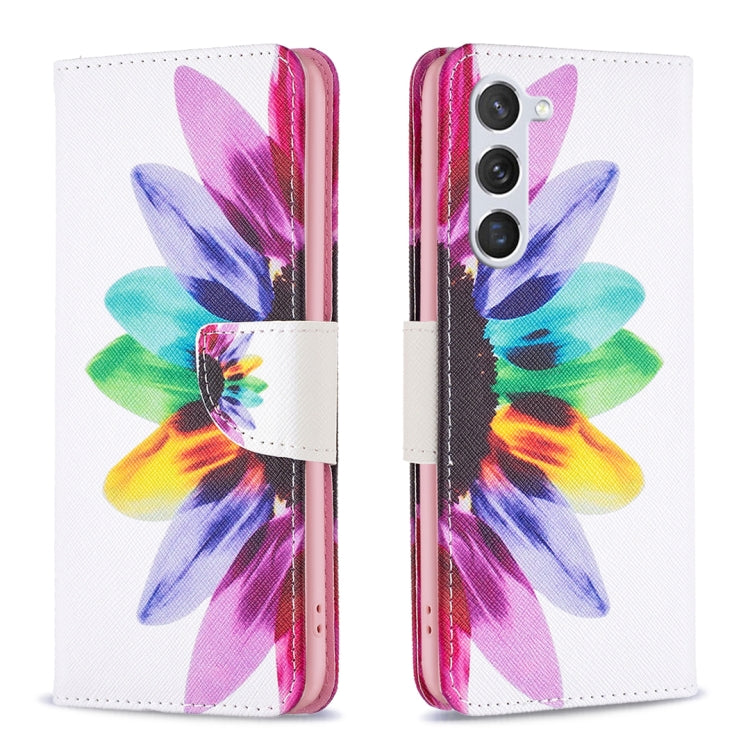 For Samsung Galaxy S25 5G Colored Drawing Pattern Leather Phone Case(Sun Flower) by buy2fix