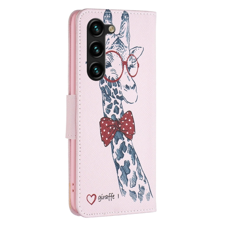 For Samsung Galaxy S25+ 5G Colored Drawing Pattern Leather Phone Case(Giraffe) by buy2fix