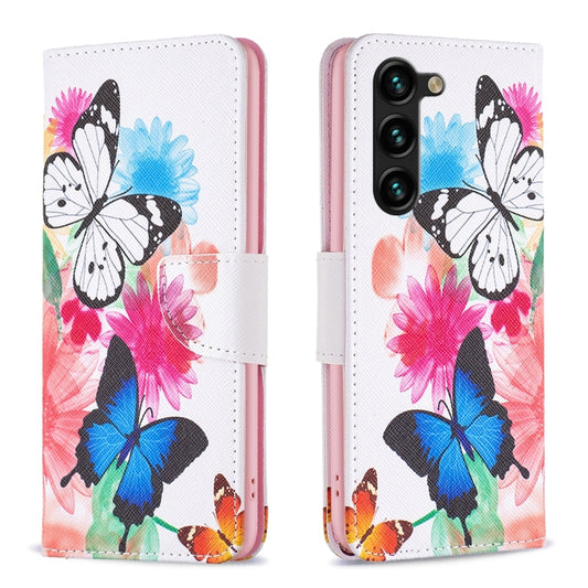 For Samsung Galaxy S25+ 5G Colored Drawing Pattern Leather Phone Case(Butterflies) by buy2fix