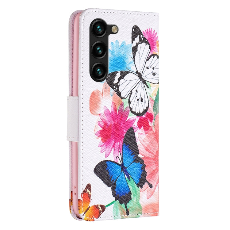 For Samsung Galaxy S25+ 5G Colored Drawing Pattern Leather Phone Case(Butterflies) by buy2fix