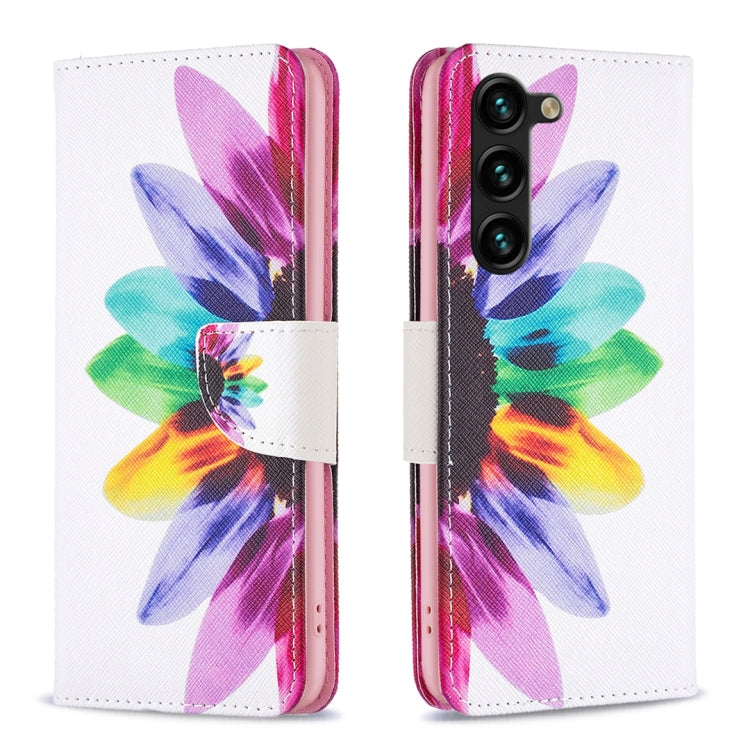 For Samsung Galaxy S25+ 5G Colored Drawing Pattern Leather Phone Case(Sun Flower) by buy2fix