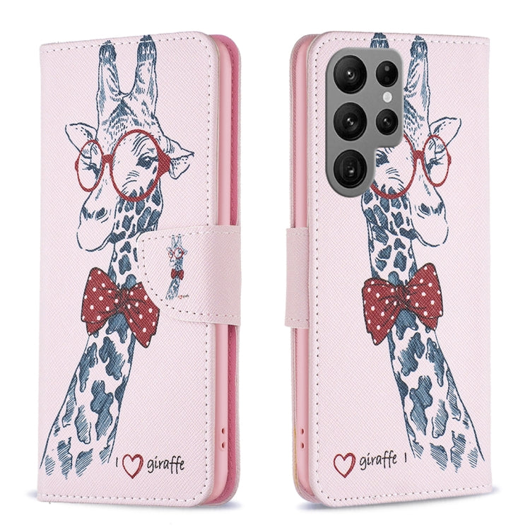 For Samsung Galaxy S25 Ultra 5G Colored Drawing Pattern Leather Phone Case(Giraffe) by buy2fix