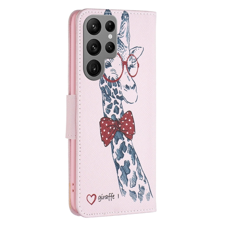 For Samsung Galaxy S25 Ultra 5G Colored Drawing Pattern Leather Phone Case(Giraffe) by buy2fix