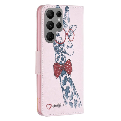 For Samsung Galaxy S25 Ultra 5G Colored Drawing Pattern Leather Phone Case(Giraffe) by buy2fix