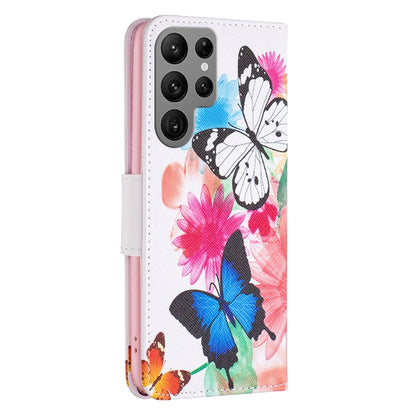 For Samsung Galaxy S25 Ultra 5G Colored Drawing Pattern Leather Phone Case(Butterflies) by buy2fix