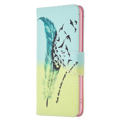 For Samsung Galaxy S25 Ultra 5G Colored Drawing Pattern Leather Phone Case(Feather) by buy2fix