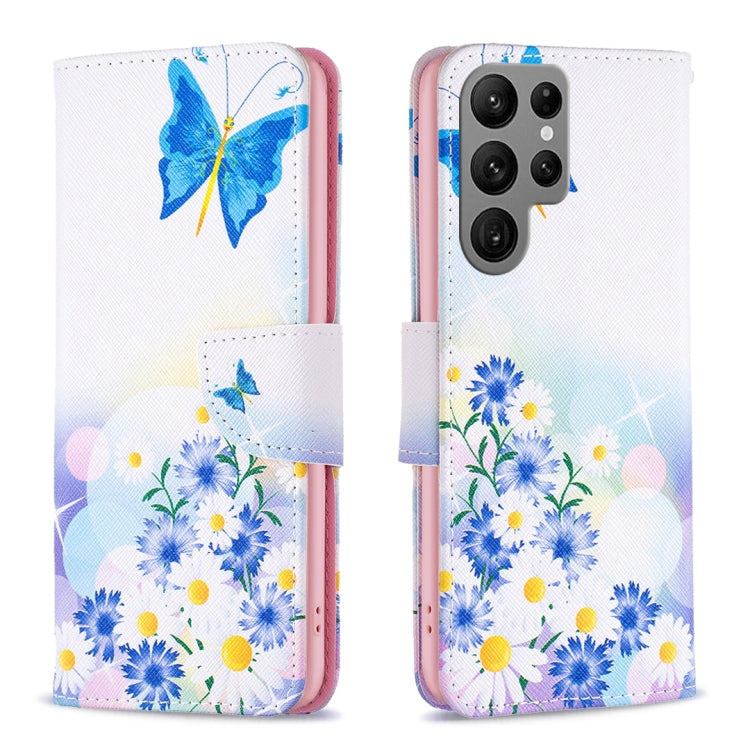 For Samsung Galaxy S25 Ultra 5G Colored Drawing Pattern Leather Phone Case(Butterfly Love) by buy2fix