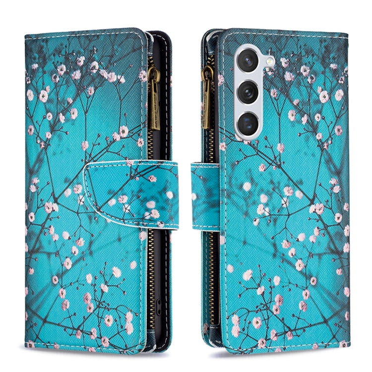 For Samsung Galaxy S25 5G Colored Drawing Pattern Zipper Leather Phone Case(Plum Blossom) by buy2fix