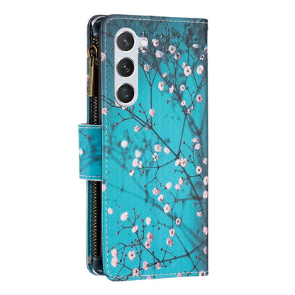 For Samsung Galaxy S25 5G Colored Drawing Pattern Zipper Leather Phone Case(Plum Blossom) by buy2fix