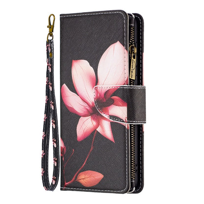 For Samsung Galaxy S25 5G Colored Drawing Pattern Zipper Leather Phone Case(Lotus) by buy2fix