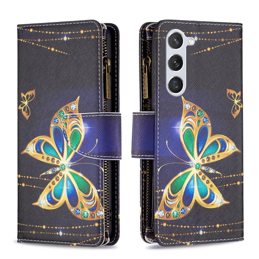 For Samsung Galaxy S25 5G Colored Drawing Pattern Zipper Leather Phone Case(Big Butterfly) by buy2fix
