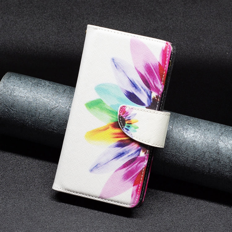 For Samsung Galaxy S25 5G Colored Drawing Pattern Zipper Leather Phone Case(Sun Flower) by buy2fix