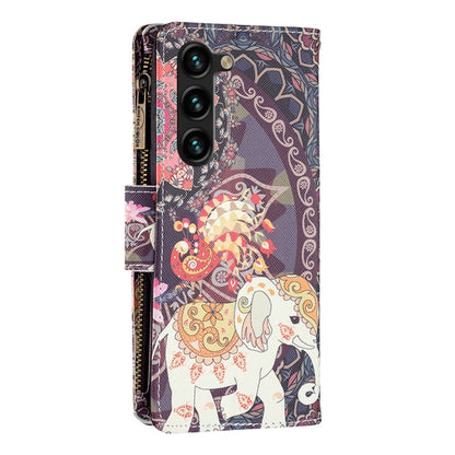 For Samsung Galaxy S25+ 5G Colored Drawing Pattern Zipper Leather Phone Case(Flower Elephant) by buy2fix