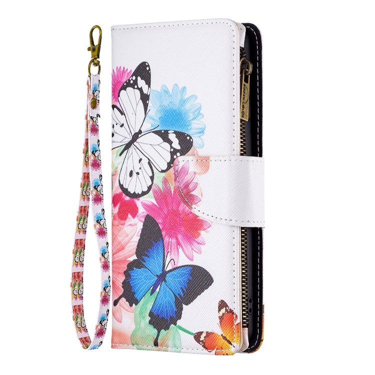 For Samsung Galaxy S25+ 5G Colored Drawing Pattern Zipper Leather Phone Case(Two Butterflies) by buy2fix