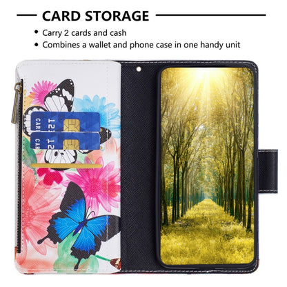 For Samsung Galaxy S25+ 5G Colored Drawing Pattern Zipper Leather Phone Case(Two Butterflies) by buy2fix