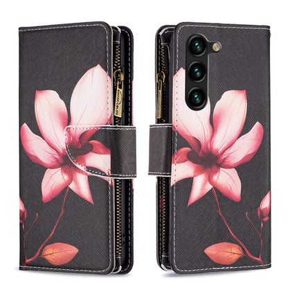 For Samsung Galaxy S25+ 5G Colored Drawing Pattern Zipper Leather Phone Case(Lotus) by buy2fix