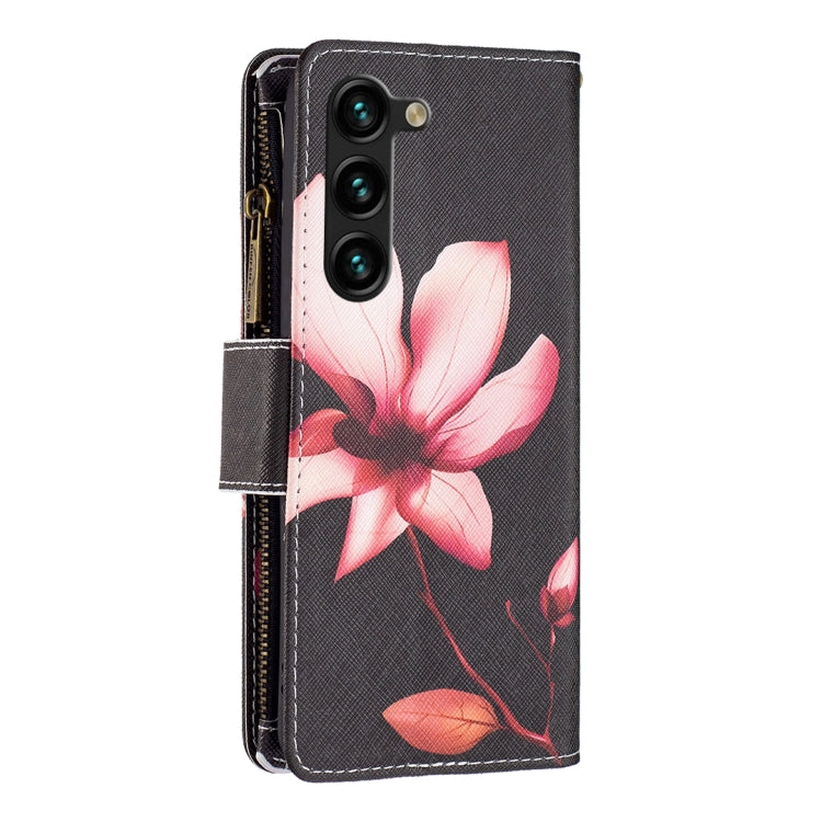 For Samsung Galaxy S25+ 5G Colored Drawing Pattern Zipper Leather Phone Case(Lotus) by buy2fix