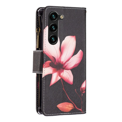 For Samsung Galaxy S25+ 5G Colored Drawing Pattern Zipper Leather Phone Case(Lotus) by buy2fix