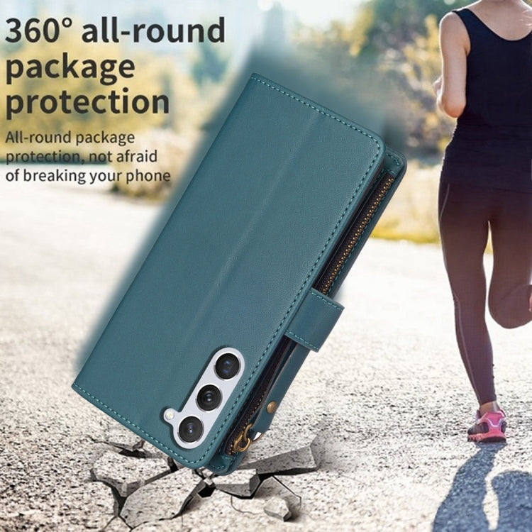 For Samsung Galaxy S25 5G 9 Card Slots Zipper Wallet Leather Flip Phone Case(Green) by buy2fix