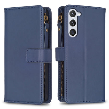For Samsung Galaxy S25 5G 9 Card Slots Zipper Wallet Leather Flip Phone Case(Blue) by buy2fix