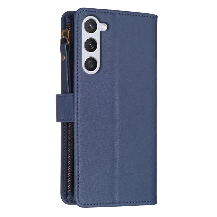 For Samsung Galaxy S25 5G 9 Card Slots Zipper Wallet Leather Flip Phone Case(Blue) by buy2fix