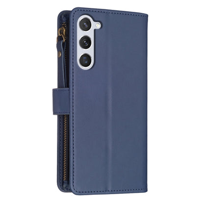 For Samsung Galaxy S25 5G 9 Card Slots Zipper Wallet Leather Flip Phone Case(Blue) by buy2fix