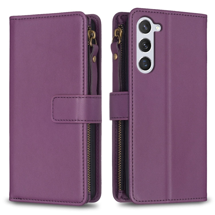For Samsung Galaxy S25 5G 9 Card Slots Zipper Wallet Leather Flip Phone Case(Dark Purple) by buy2fix