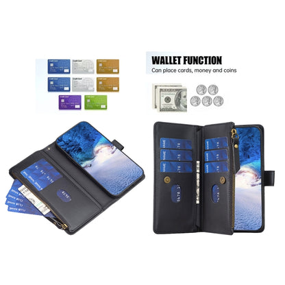 For Samsung Galaxy S25 5G 9 Card Slots Zipper Wallet Leather Flip Phone Case(Black) by buy2fix