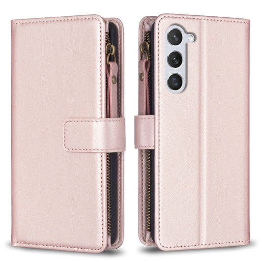 For Samsung Galaxy S25 5G 9 Card Slots Zipper Wallet Leather Flip Phone Case(Rose Gold) by buy2fix