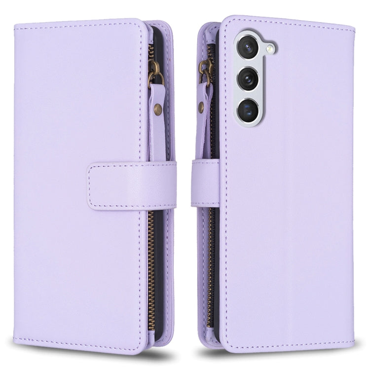 For Samsung Galaxy S25 5G 9 Card Slots Zipper Wallet Leather Flip Phone Case(Light Purple) by buy2fix