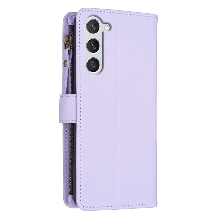 For Samsung Galaxy S25 5G 9 Card Slots Zipper Wallet Leather Flip Phone Case(Light Purple) by buy2fix