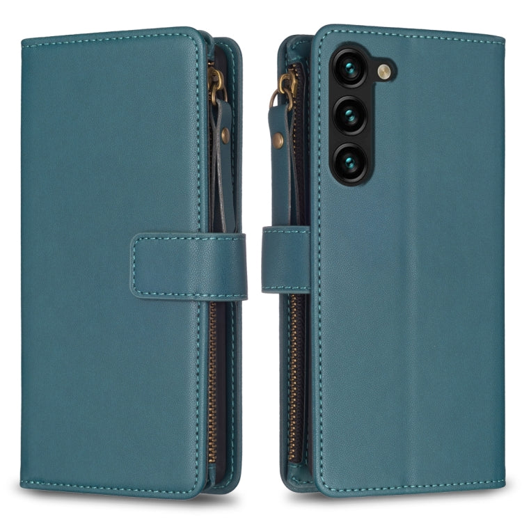 For Samsung Galaxy S25+ 5G 9 Card Slots Zipper Wallet Leather Flip Phone Case(Green) by buy2fix