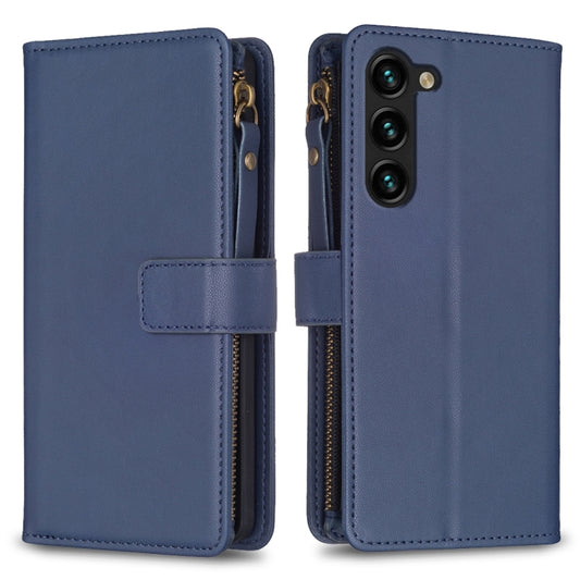 For Samsung Galaxy S25+ 5G 9 Card Slots Zipper Wallet Leather Flip Phone Case(Blue) by buy2fix