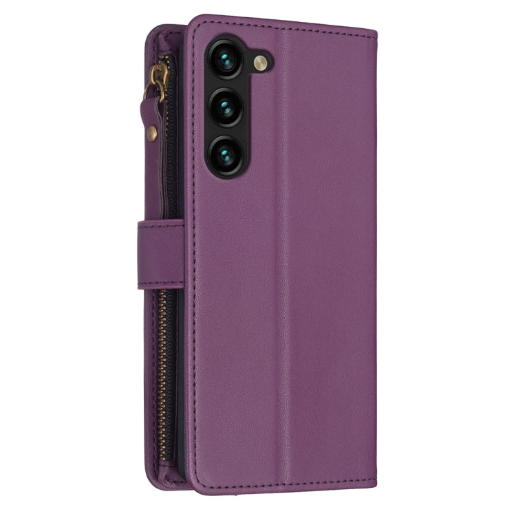 For Samsung Galaxy S25+ 5G 9 Card Slots Zipper Wallet Leather Flip Phone Case(Dark Purple) by buy2fix