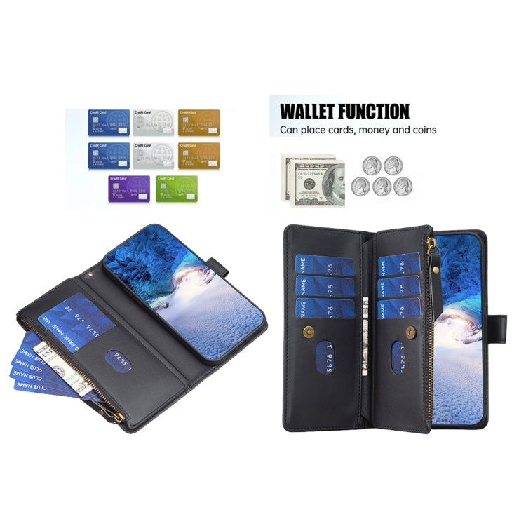 For Samsung Galaxy S25+ 5G 9 Card Slots Zipper Wallet Leather Flip Phone Case(Black) by buy2fix