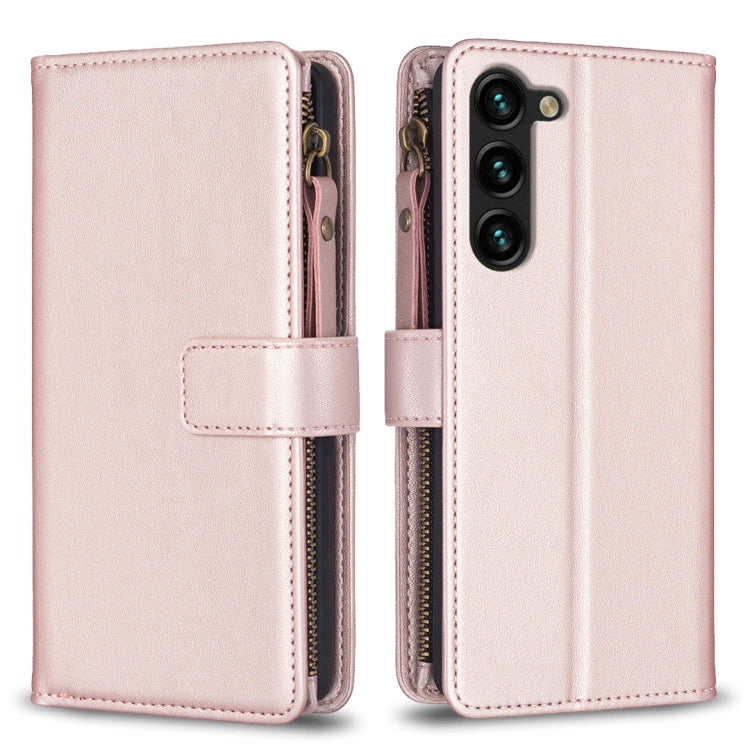 For Samsung Galaxy S25+ 5G 9 Card Slots Zipper Wallet Leather Flip Phone Case(Rose Gold) by buy2fix