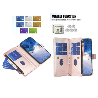 For Samsung Galaxy S25+ 5G 9 Card Slots Zipper Wallet Leather Flip Phone Case(Rose Gold) by buy2fix