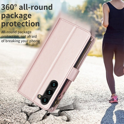 For Samsung Galaxy S25+ 5G 9 Card Slots Zipper Wallet Leather Flip Phone Case(Rose Gold) by buy2fix