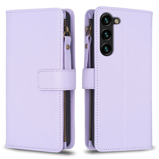 For Samsung Galaxy S25+ 5G 9 Card Slots Zipper Wallet Leather Flip Phone Case(Light Purple) by buy2fix