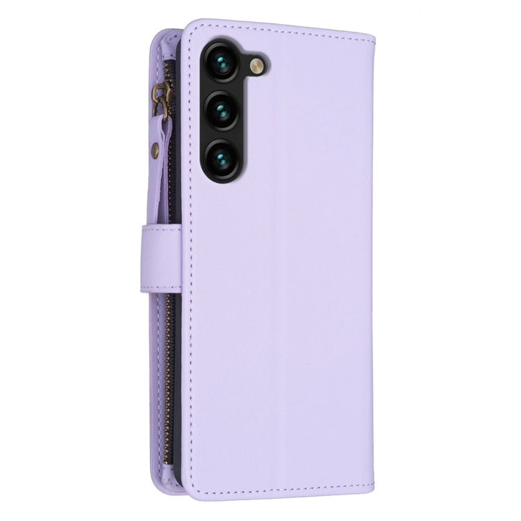 For Samsung Galaxy S25+ 5G 9 Card Slots Zipper Wallet Leather Flip Phone Case(Light Purple) by buy2fix