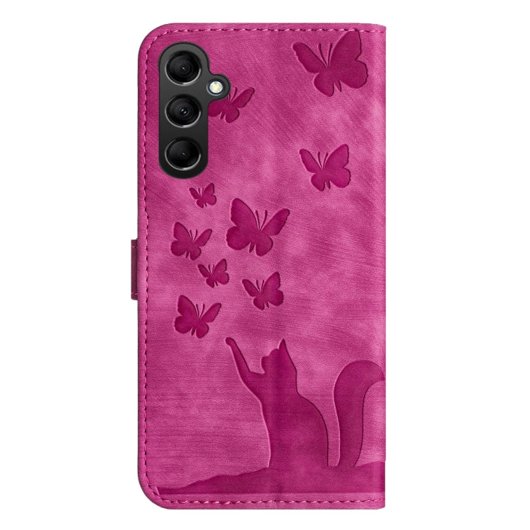 For Samsung Galaxy S25 5G Butterfly Cat Embossing Flip Leather Phone Case(Pink) by buy2fix
