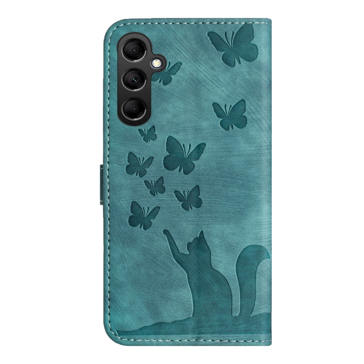 For Samsung Galaxy S25 5G Butterfly Cat Embossing Flip Leather Phone Case(Wathet) by buy2fix