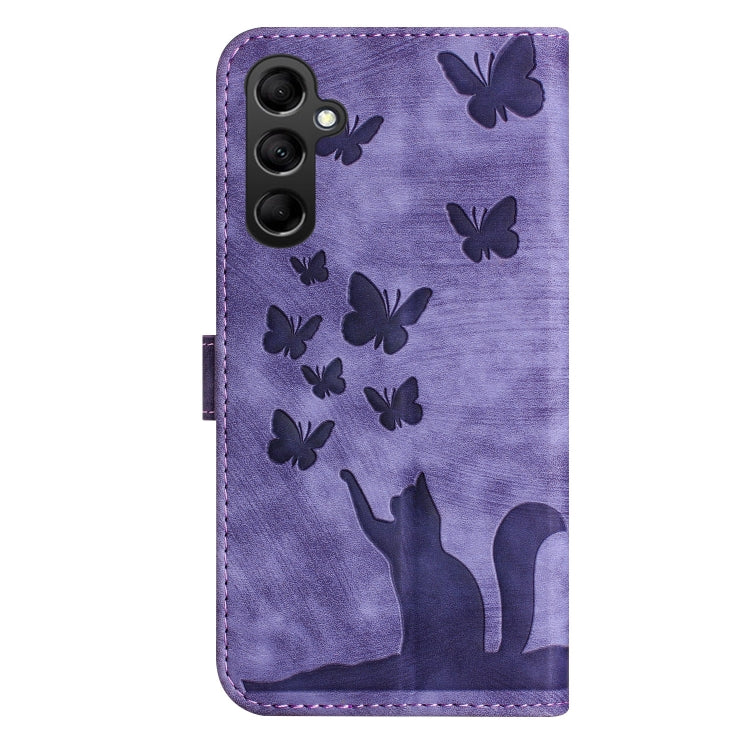 For Samsung Galaxy S25+ 5G Butterfly Cat Embossing Flip Leather Phone Case(Purple) by buy2fix