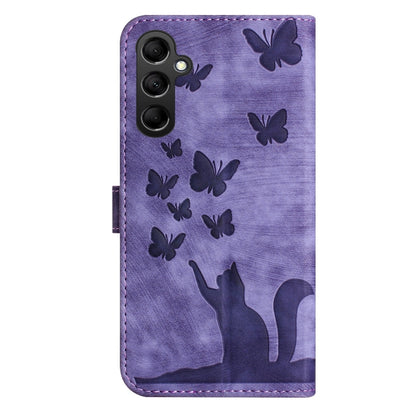 For Samsung Galaxy S25+ 5G Butterfly Cat Embossing Flip Leather Phone Case(Purple) by buy2fix