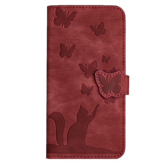 For Samsung Galaxy S25+ 5G Butterfly Cat Embossing Flip Leather Phone Case(Red) by buy2fix