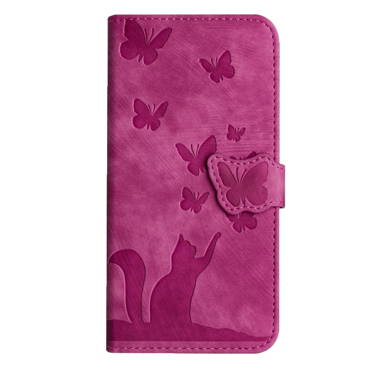For Samsung Galaxy S25+ 5G Butterfly Cat Embossing Flip Leather Phone Case(Pink) by buy2fix