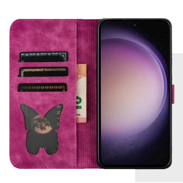 For Samsung Galaxy S25+ 5G Butterfly Cat Embossing Flip Leather Phone Case(Pink) by buy2fix