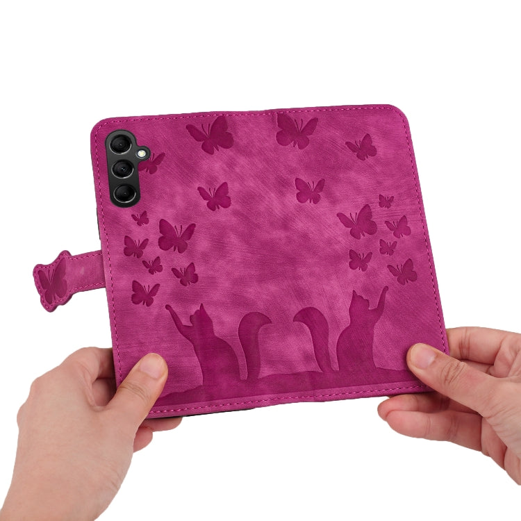 For Samsung Galaxy S25+ 5G Butterfly Cat Embossing Flip Leather Phone Case(Pink) by buy2fix